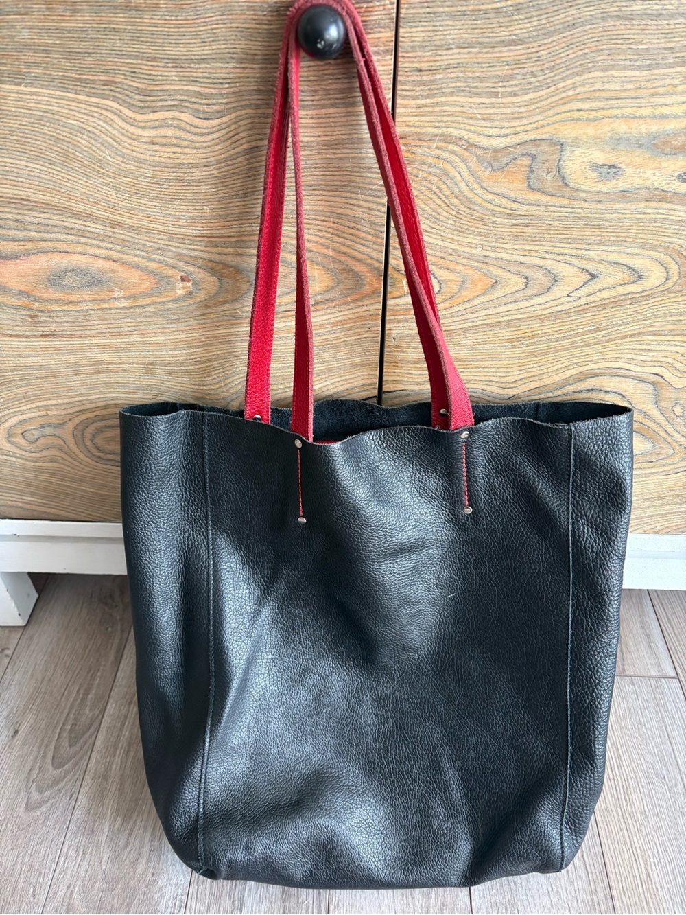 Vintage Roots Black Pebbled Leather Tote Bag